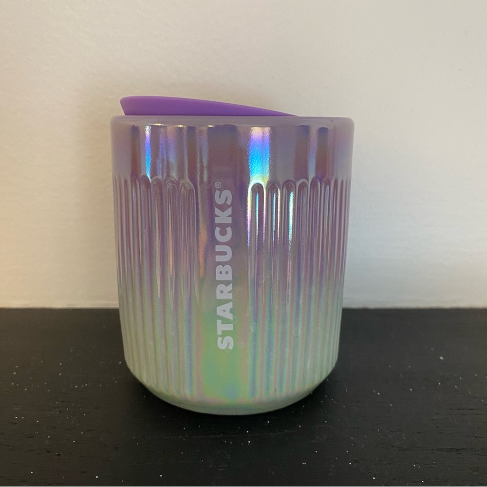 Starbucks 2022 Ceramic Grooved Cup Mint & Lavender Ombre Gradient 8 oz